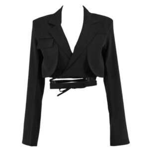 blazer corto doble negro manga abierta