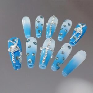 Uñas press on y2k azules