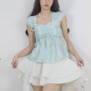 Blusa Satin perlas talla única espandible de talla xs hasta la talla L