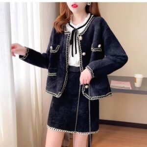 Conjunto Old money dorado y negro cachemir