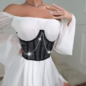 corsé negro semi transparente