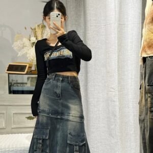 Falda jean desarmable dos piezas