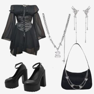 Vestido Princess Larissa con corsé en satin manga larga