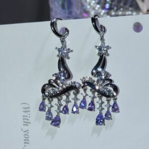 Aretes de punta en plata colección gemas Celestiales carrusel morado